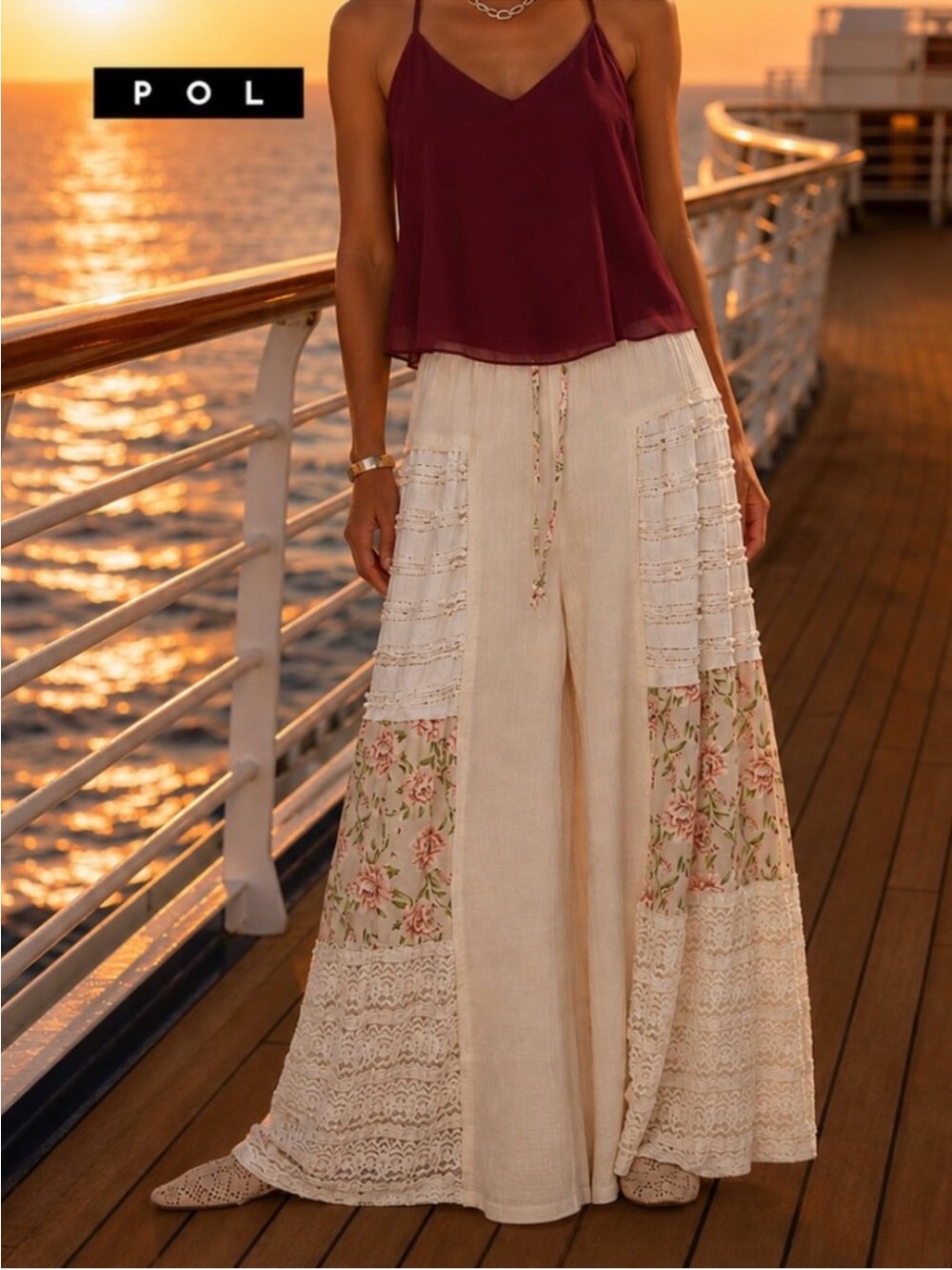 POL Cream and Floral pants